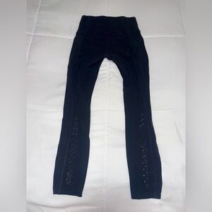 Athleta Black Leggings with Side Laser-Cut Detailing